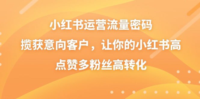 【小红书运营的流量密码】，揽获意向客户，让你的小红书高点赞多粉丝高转化-桔子资源网